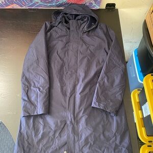 Lands' End Men's Navy Hooded Raincoat